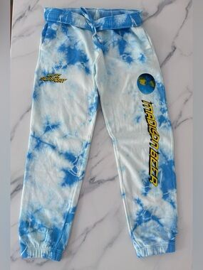 Madison Blue Tie-Dye Joggers with Yellow Graphics size Small